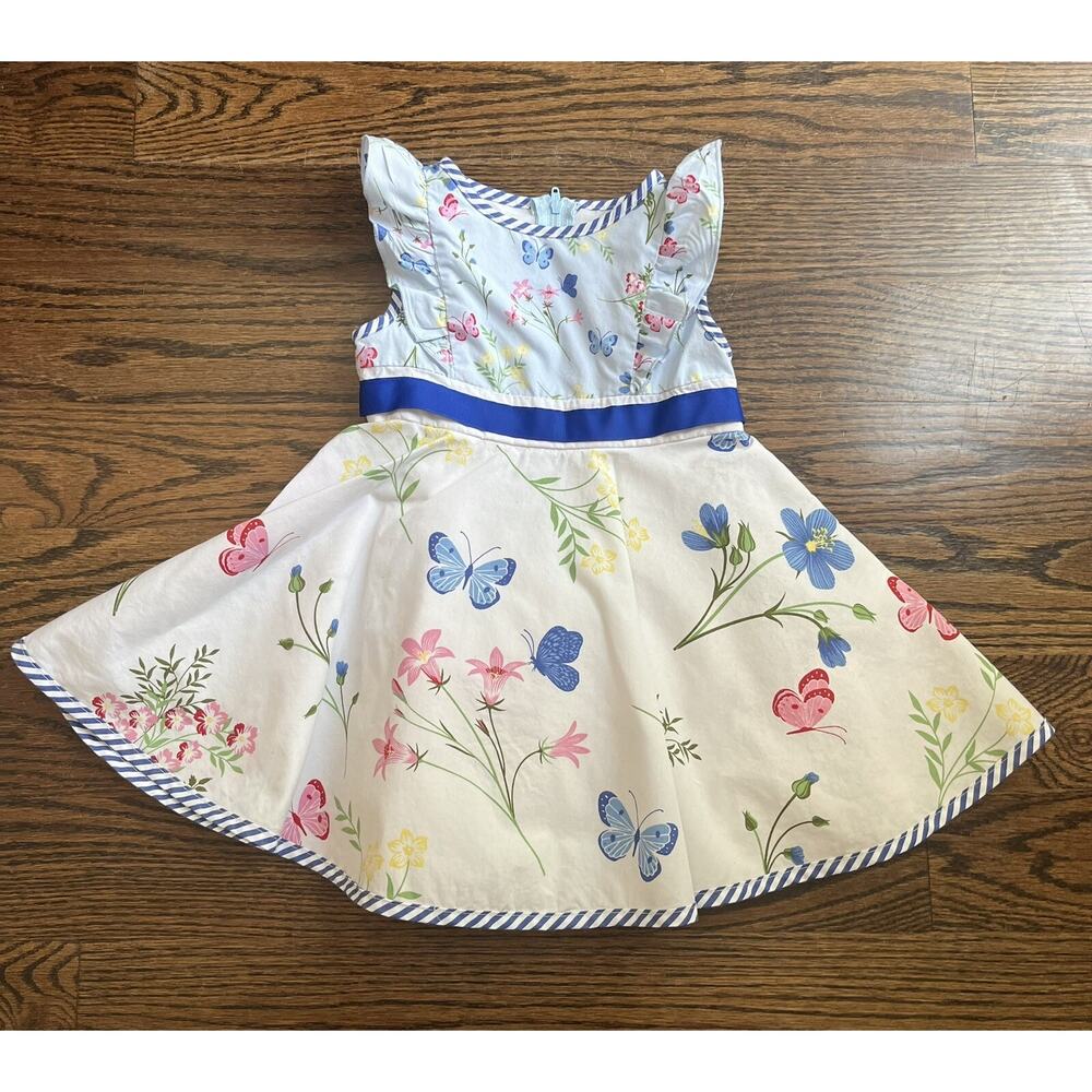 Rare Editions Navy Floral Poplin A-Line Dress Toddler girl size 2T
